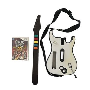 Guitar Hero Aerosmith Nintendo Wii Game Bundle White Guitar Controller Tested